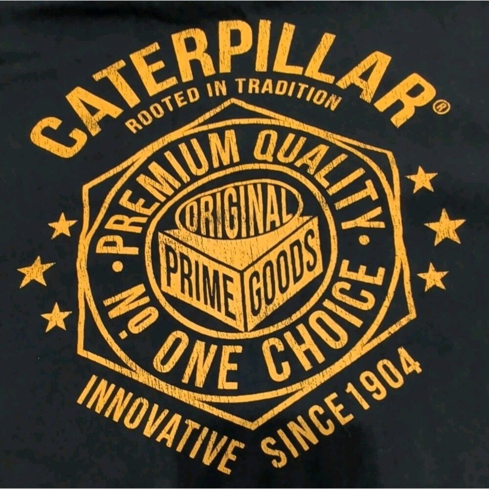 Caterpillar CAT Trademark Double Sided Long Sleeve Black TShirt Adult Size XL - Picture 4 of 8